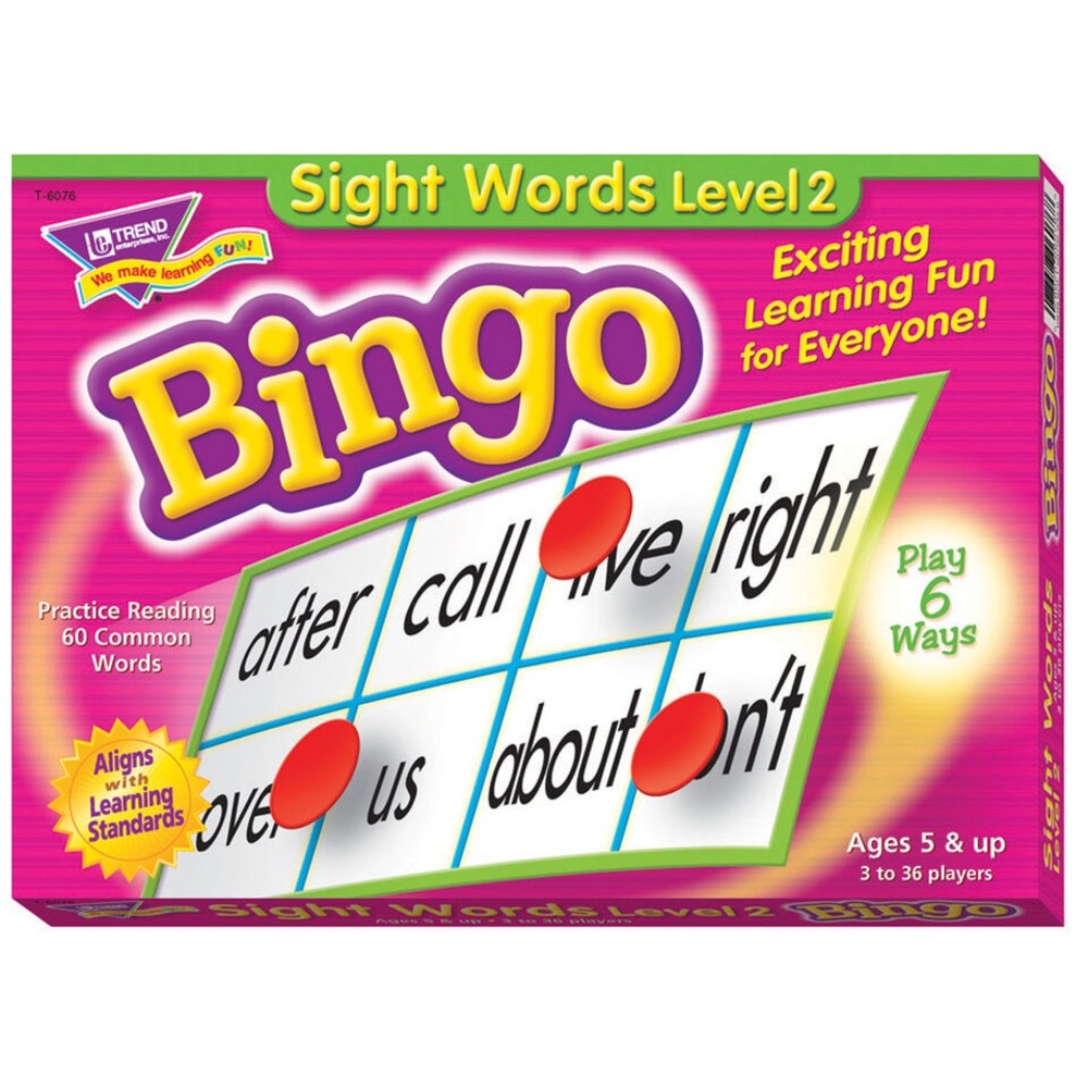 BINGO sight words level 2 ages 5 & up 3-36 players play 6 ways NWT SEALED